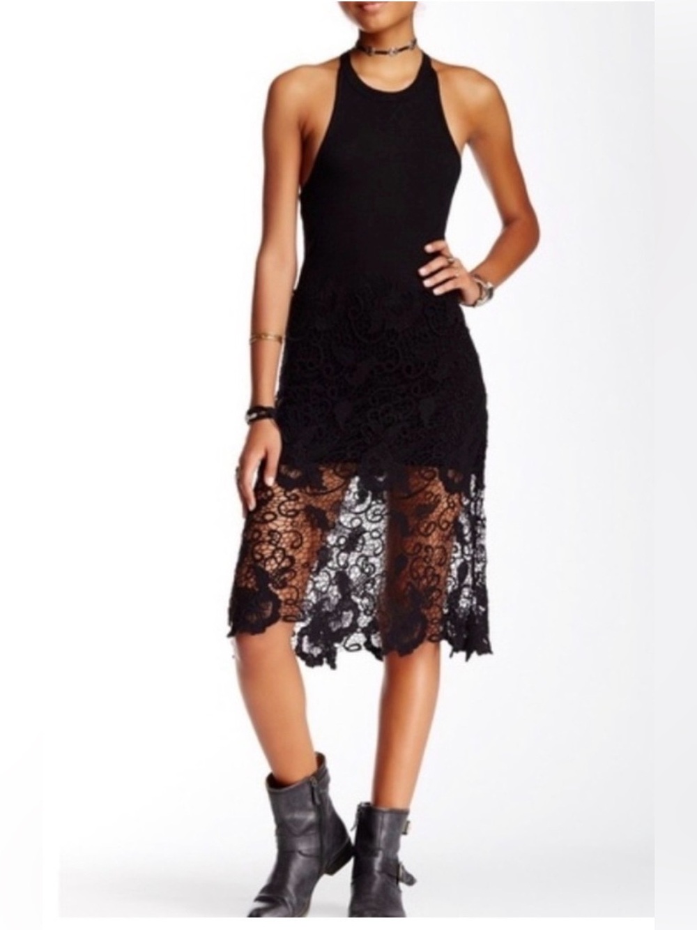 Free People Nora Crochet Lace Tank Midi Dress - Picture 1 of 14